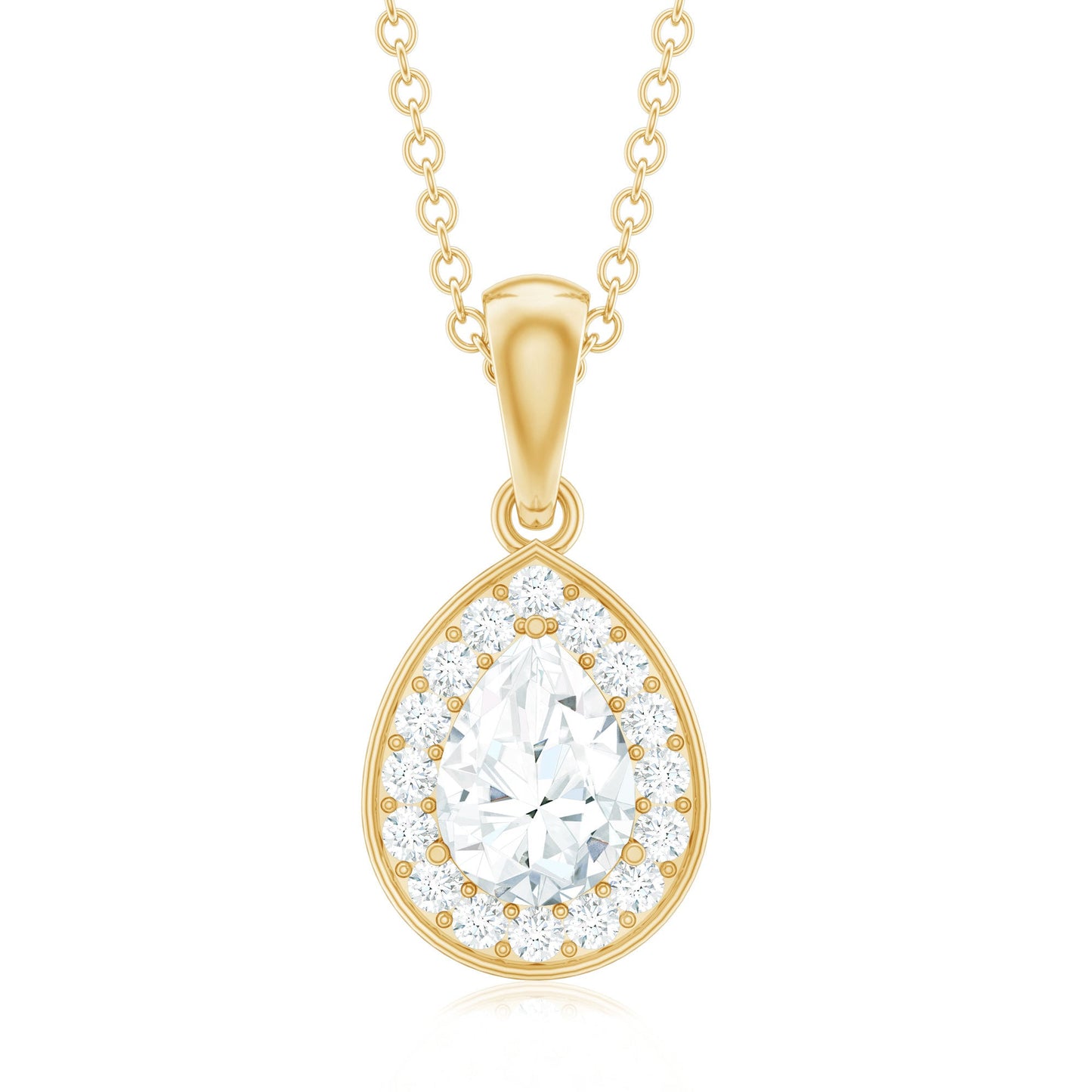 Minimal Lab Grown Diamond Teardrop Halo Pendant