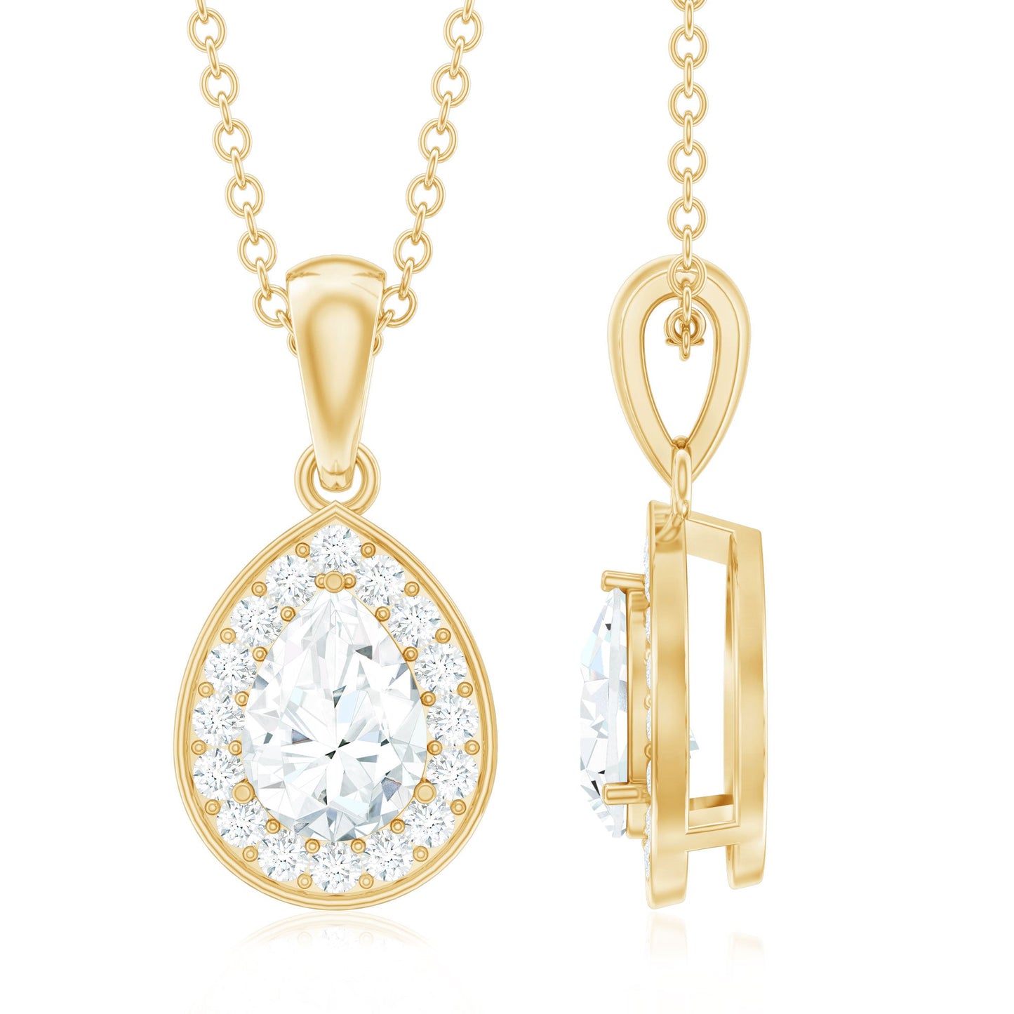Minimal Lab Grown Diamond Teardrop Halo Pendant