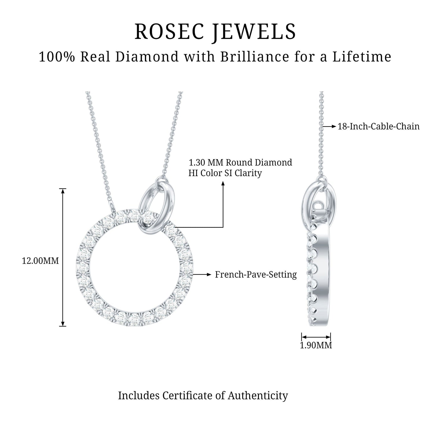 Natural Diamond Eternity Necklace for Women