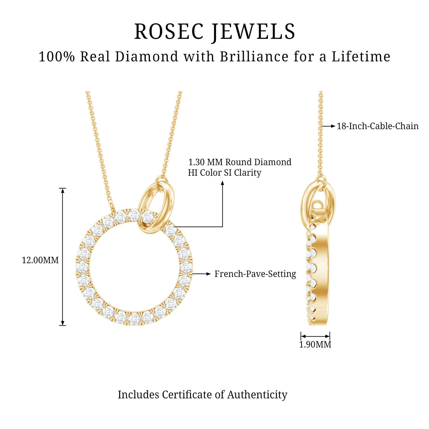 Natural Diamond Eternity Necklace for Women