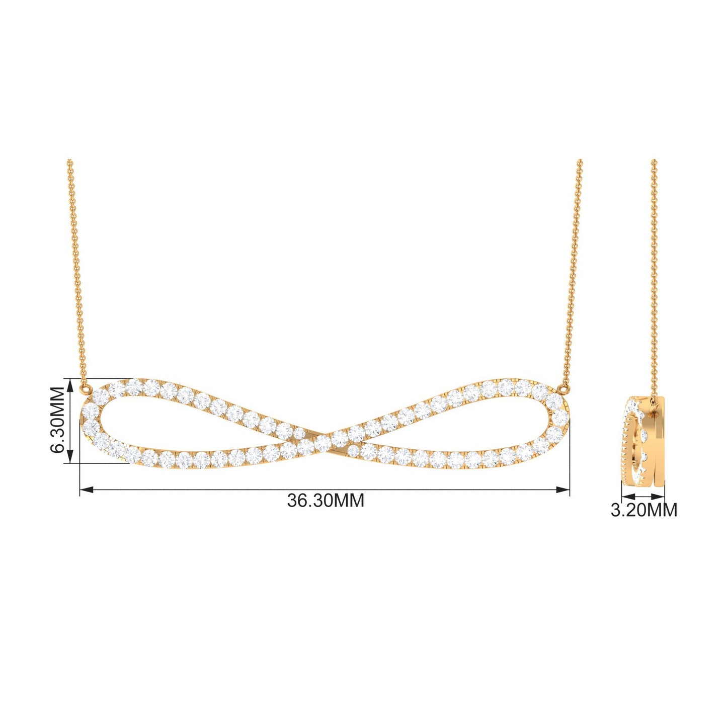 Diamond Sideway Infinity Pendant Necklace