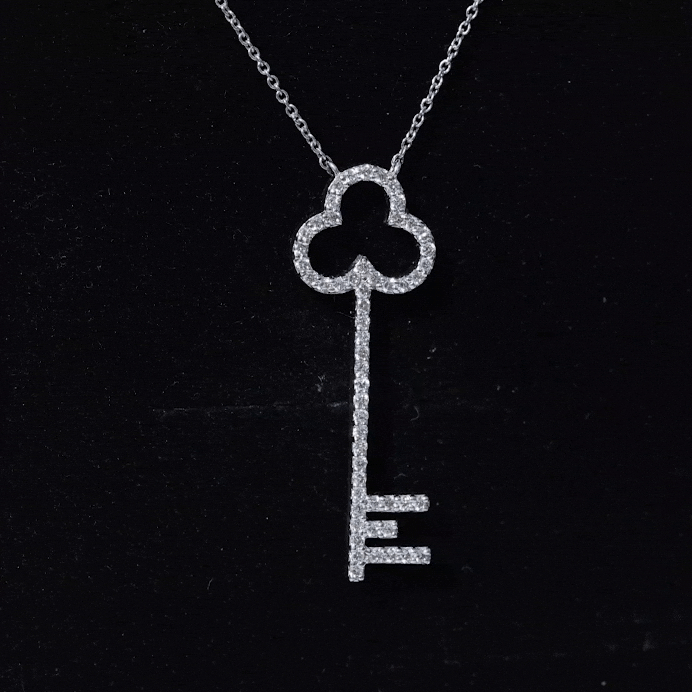 Certified Moissanite Key Pendant Necklace