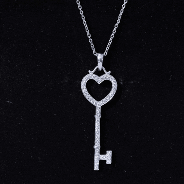 Certified Moissanite Key to My Heart Necklace