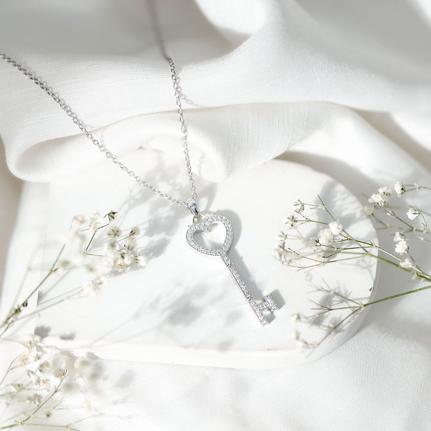 Certified Moissanite Key to My Heart Necklace