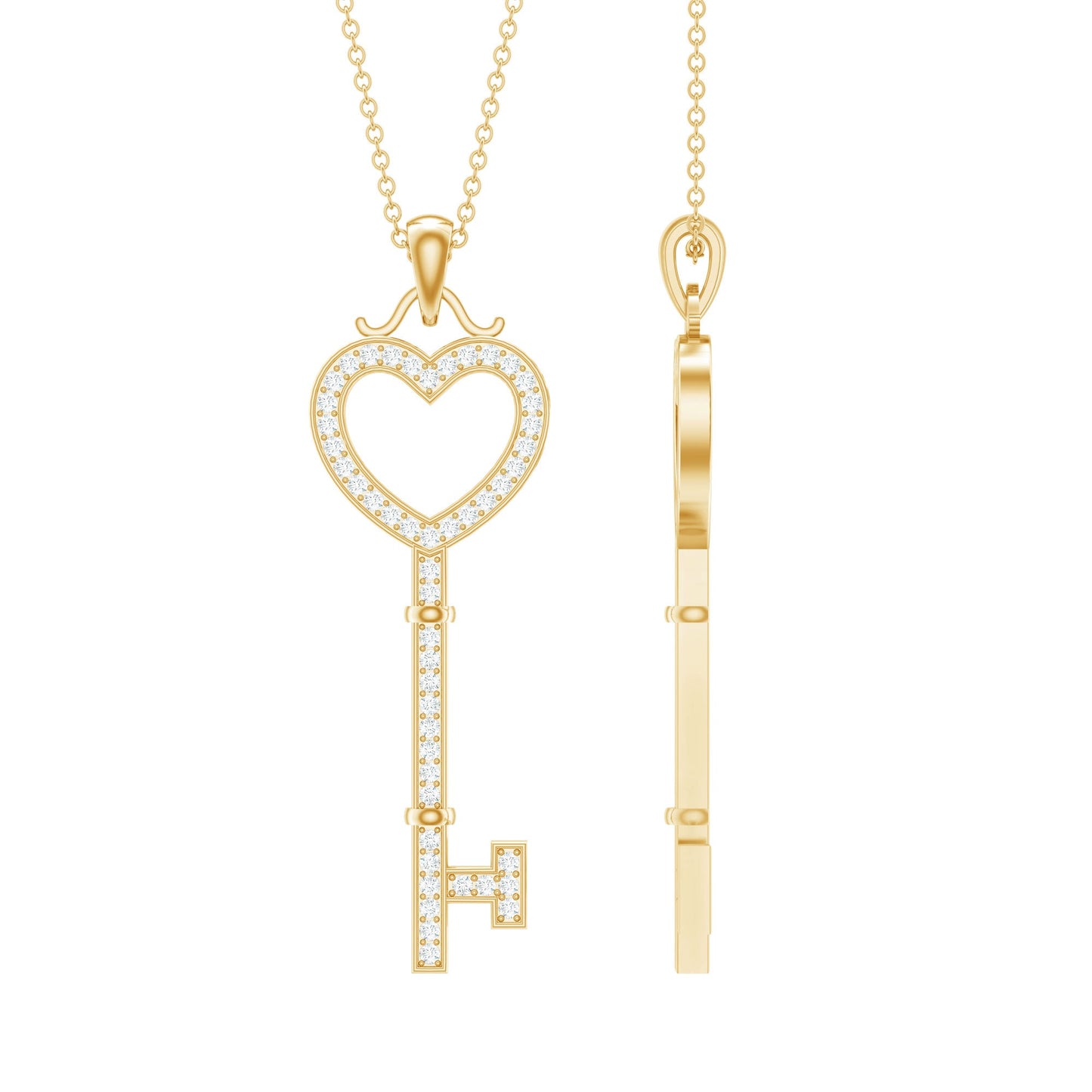 Certified Moissanite Key to My Heart Necklace