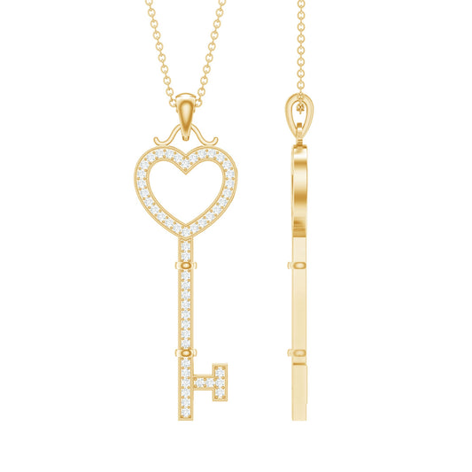 Certified Moissanite Key to My Heart Necklace