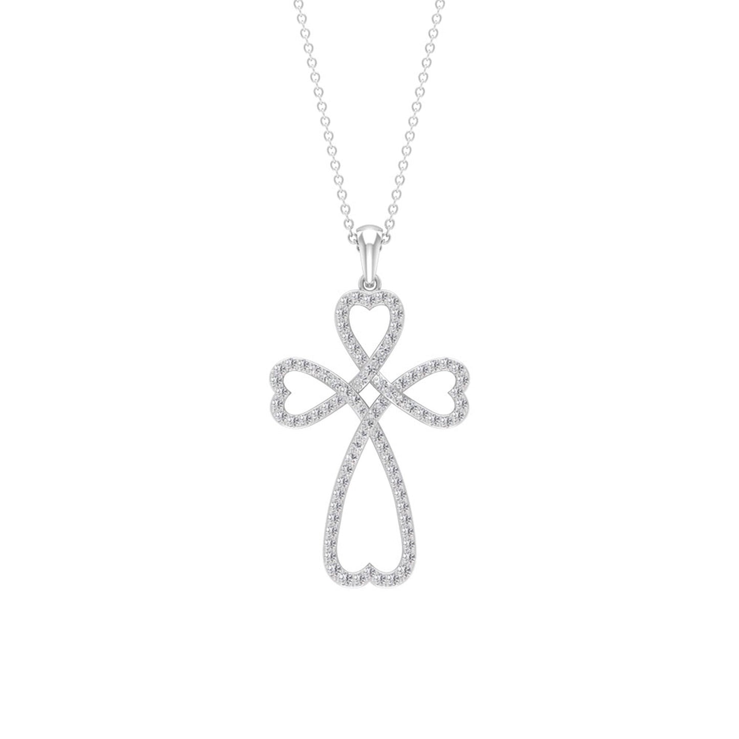 Certified Moissanite Heart Cross Pendant Necklace