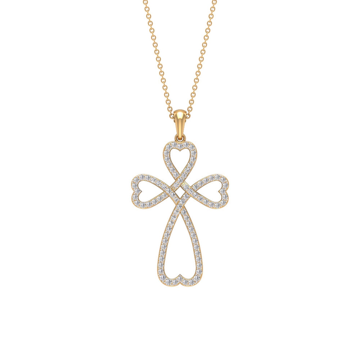 Certified Moissanite Heart Cross Pendant Necklace