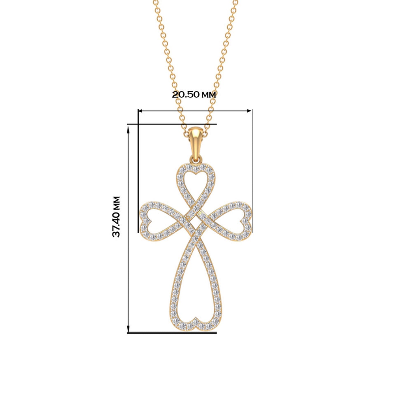 Certified Moissanite Heart Cross Pendant Necklace