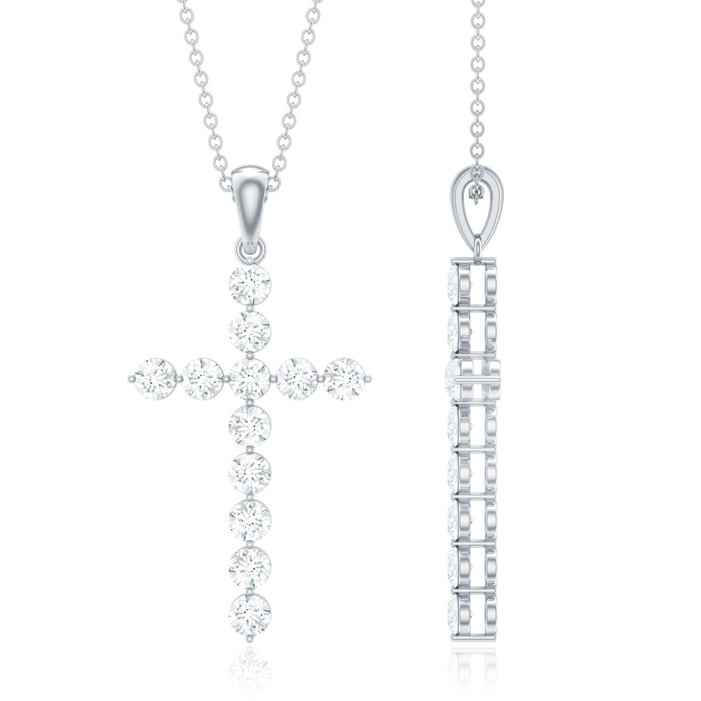 Certified Moissanite Cross Pendant Necklace