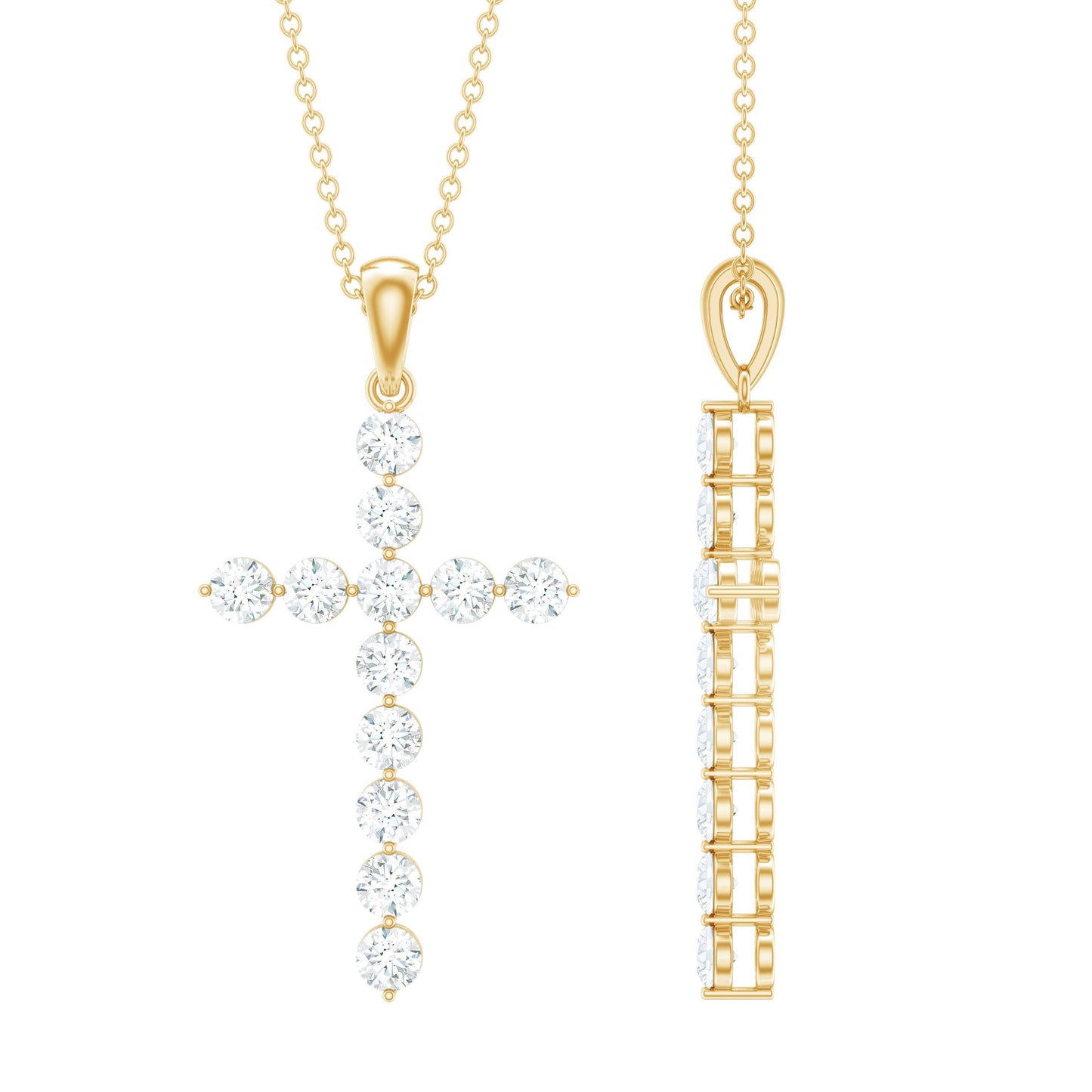 Certified Moissanite Cross Pendant Necklace