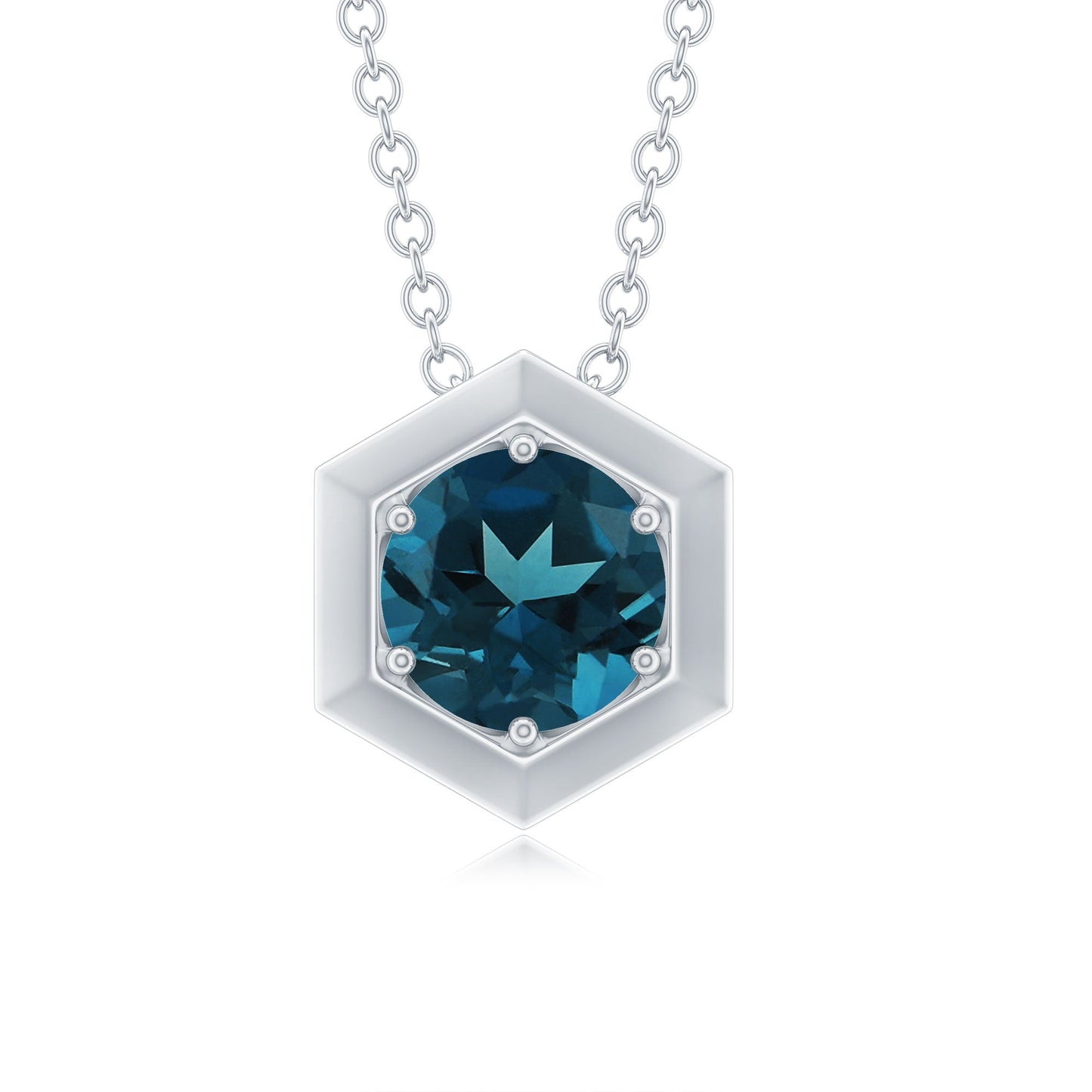 1.3 Carat Round London Blue Topaz Solitaire Pendant