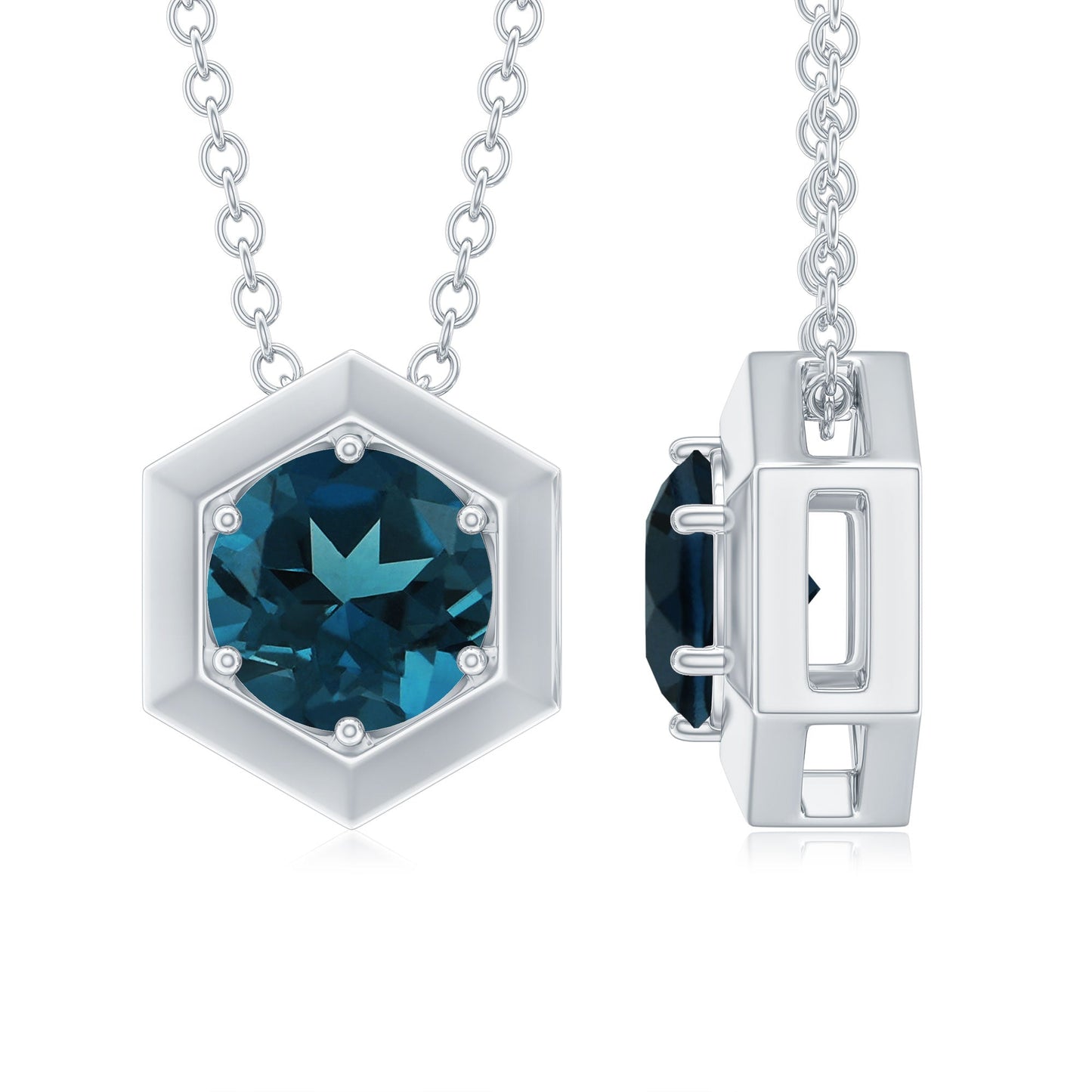 1.3 Carat Round London Blue Topaz Solitaire Pendant