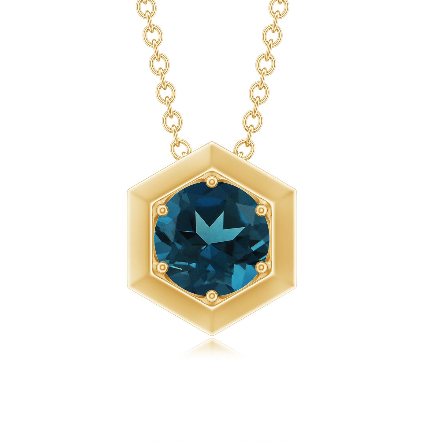 1.3 Carat Round London Blue Topaz Solitaire Pendant