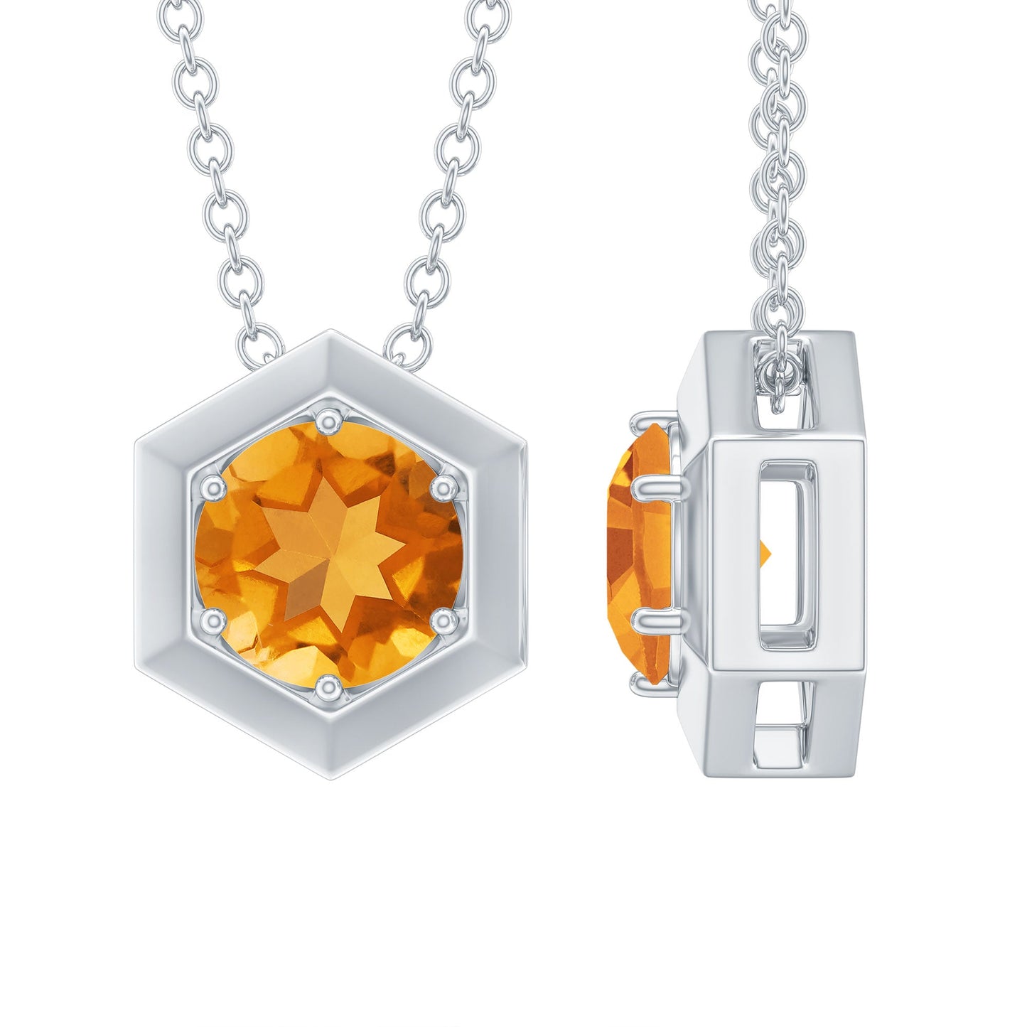 1.2 Carat Natural Citrine Hexagon Pendant