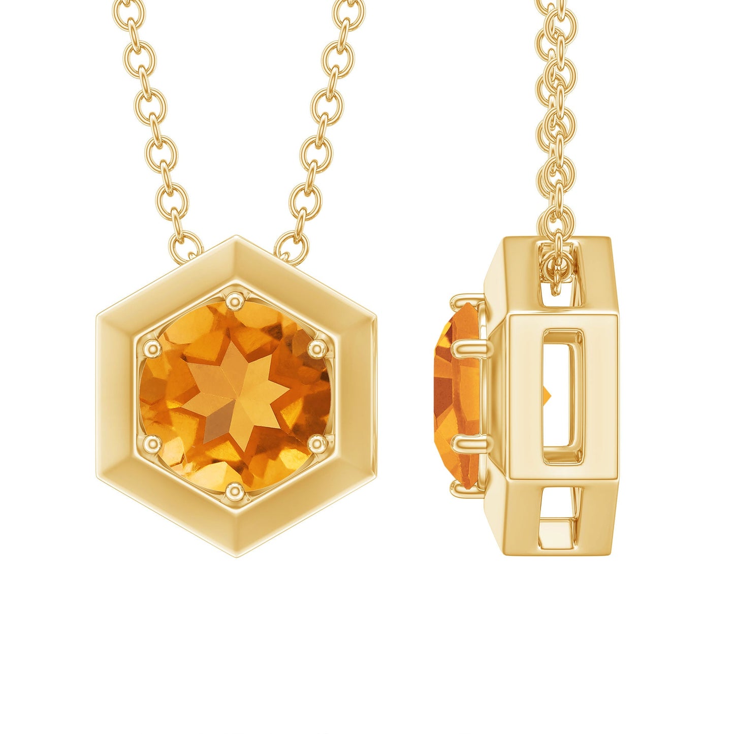 1.2 Carat Natural Citrine Hexagon Pendant