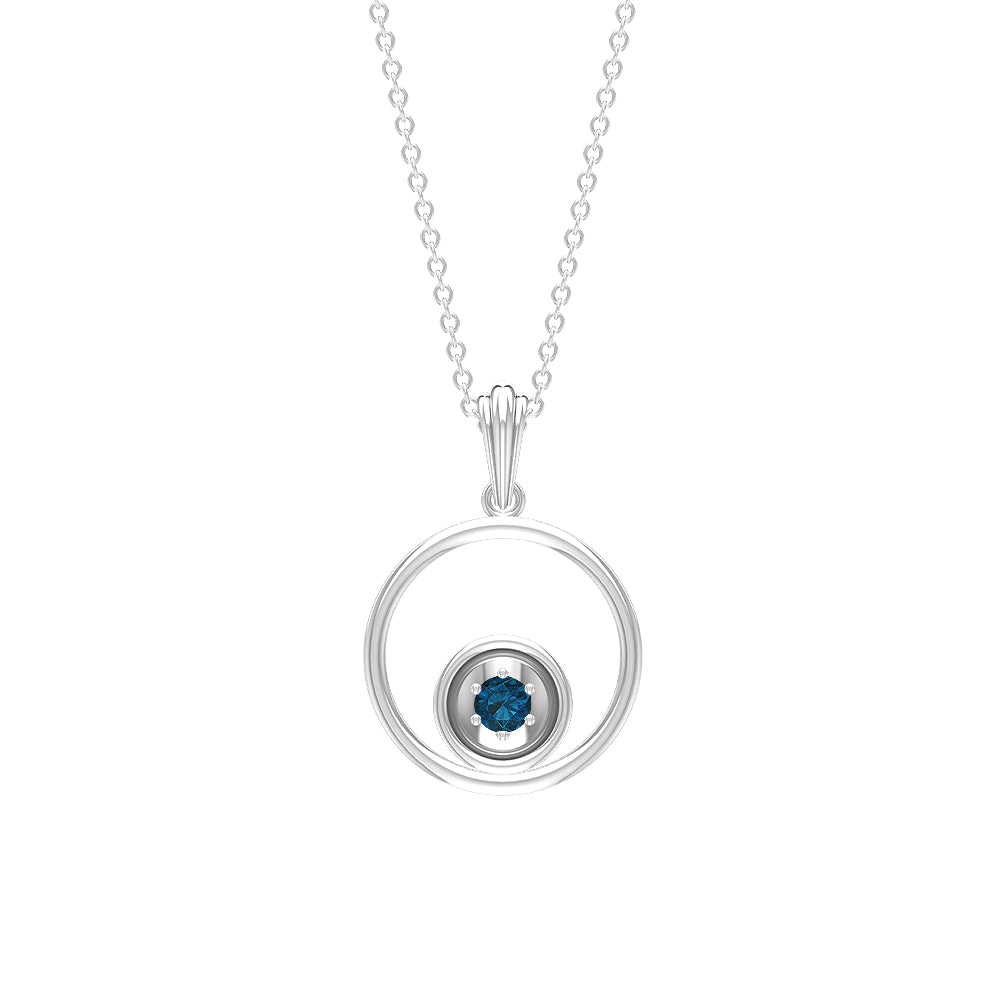 Real London Blue Topaz Open Circle Necklace with Certificate