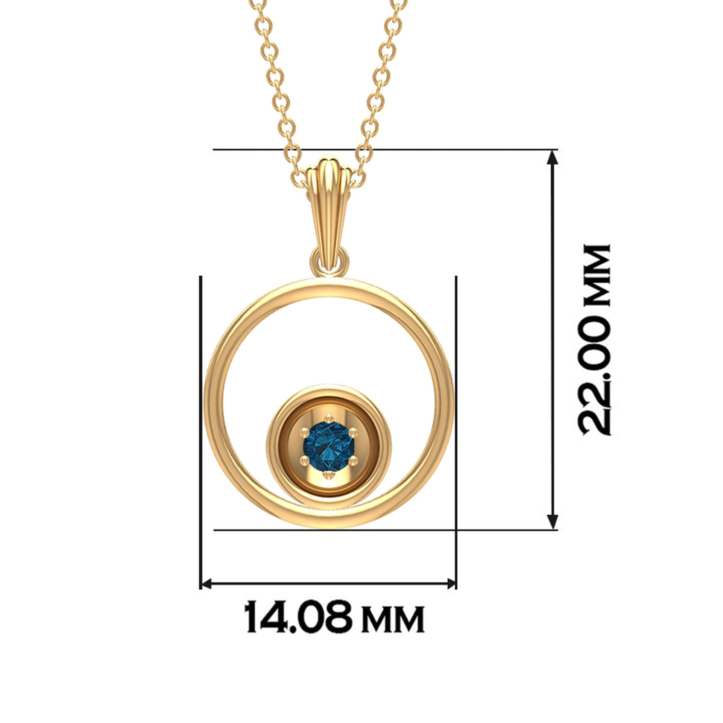 Real London Blue Topaz Open Circle Necklace with Certificate