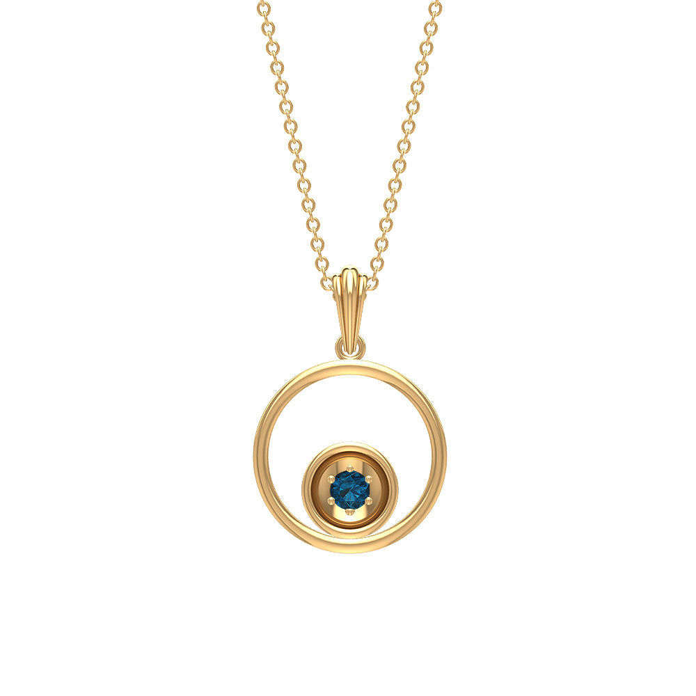 Real London Blue Topaz Open Circle Necklace with Certificate