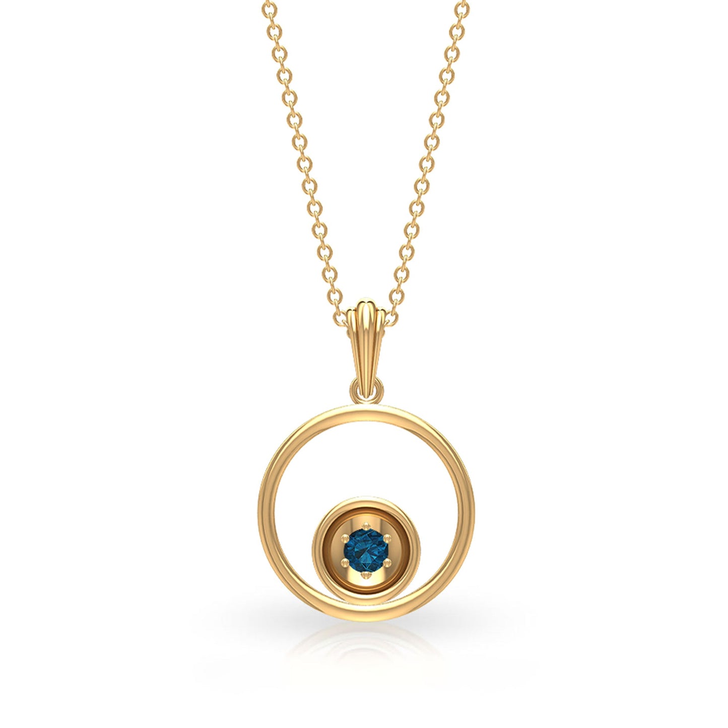 Real London Blue Topaz Open Circle Necklace with Certificate