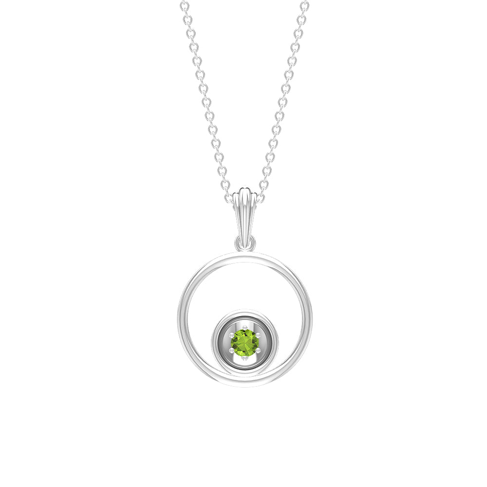 Real Peridot Open Circle Pendant Necklace