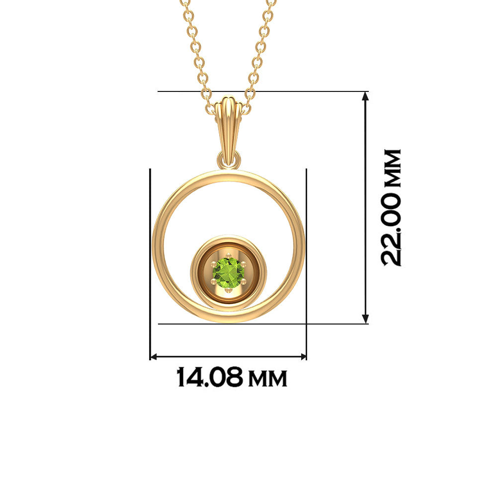 Real Peridot Open Circle Pendant Necklace