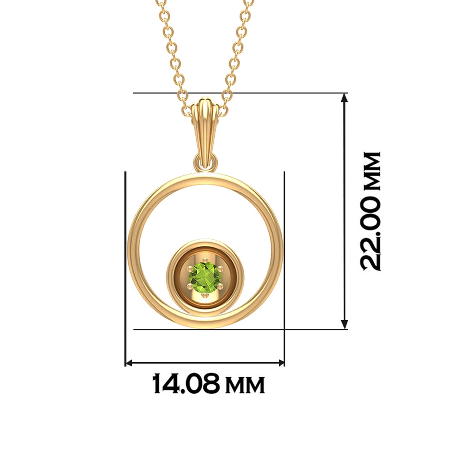 Real Peridot Open Circle Pendant Necklace