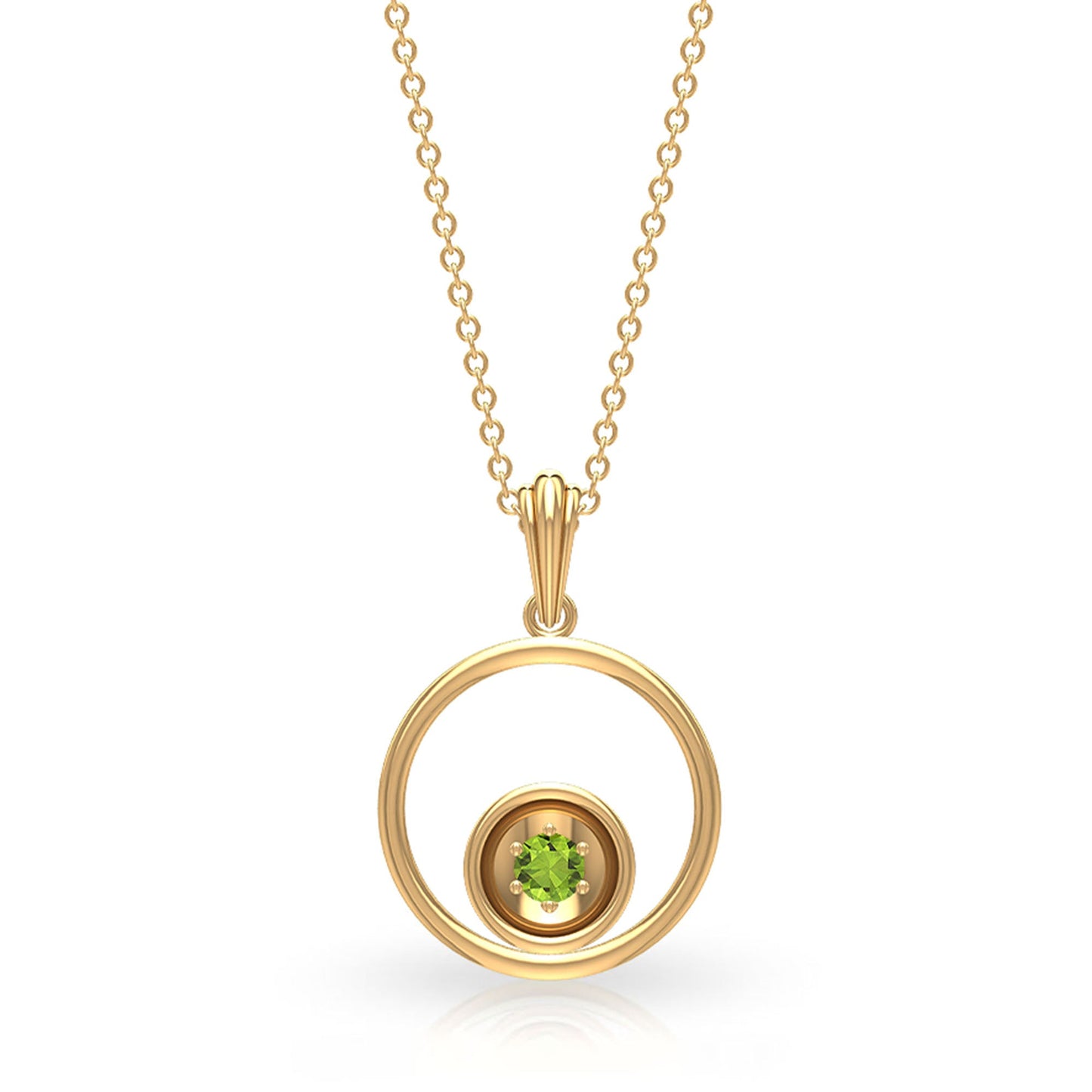 Real Peridot Open Circle Pendant Necklace