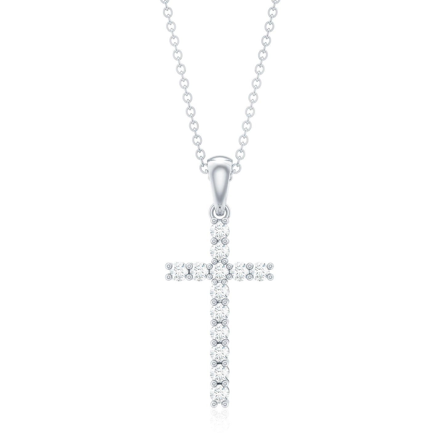 Natural Diamond Cross Pendant Necklace for Women