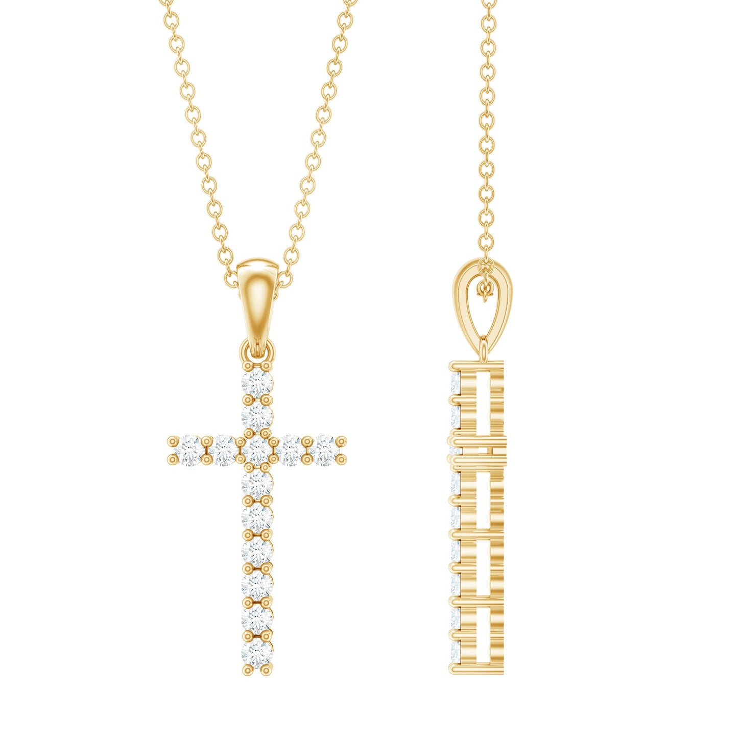 Natural Diamond Cross Pendant Necklace for Women