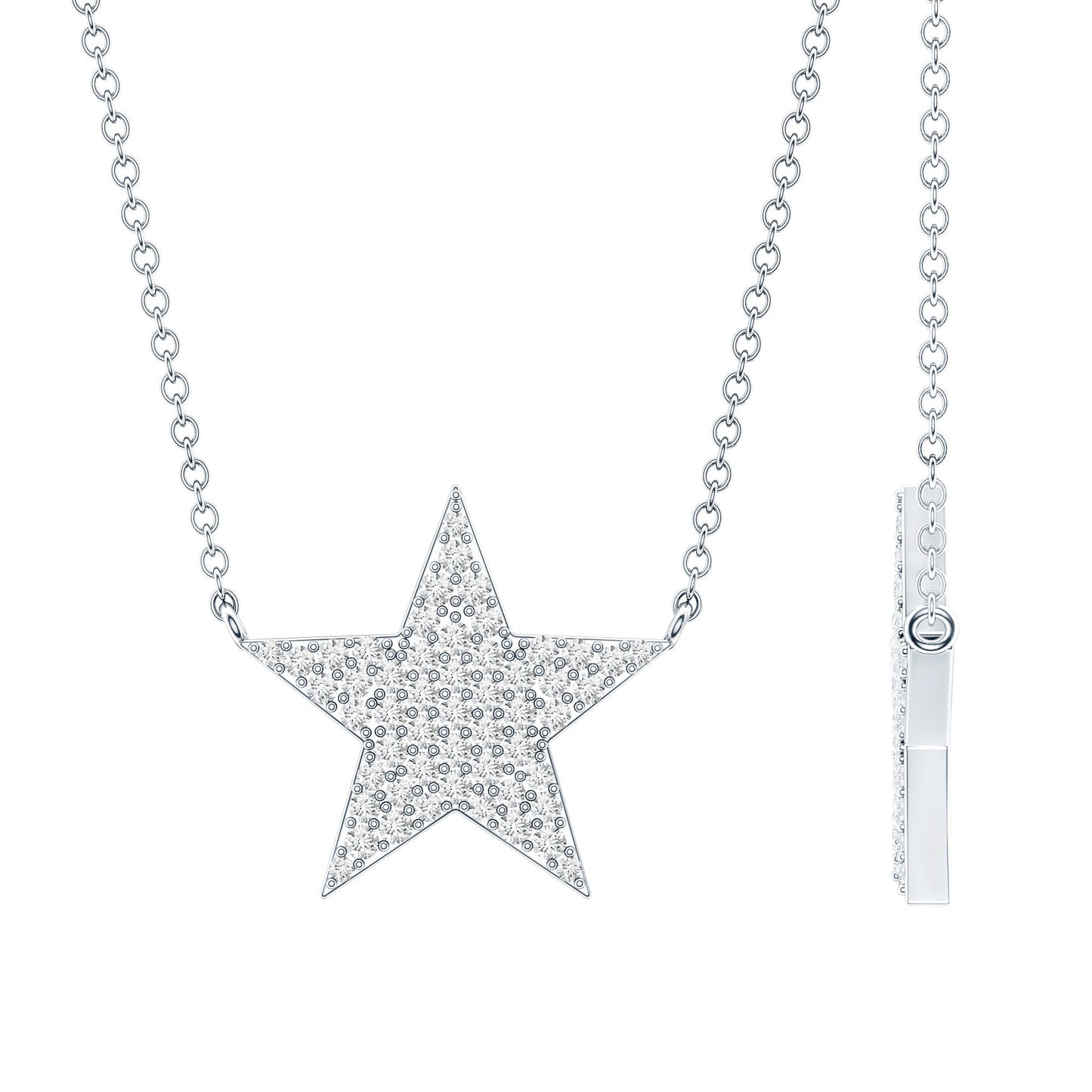 Diamond Star Pendant Necklace in Pave Setting