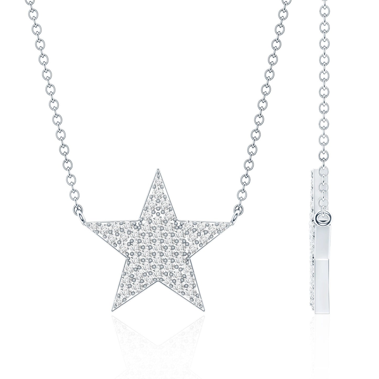 Diamond Star Pendant Necklace in Pave Setting