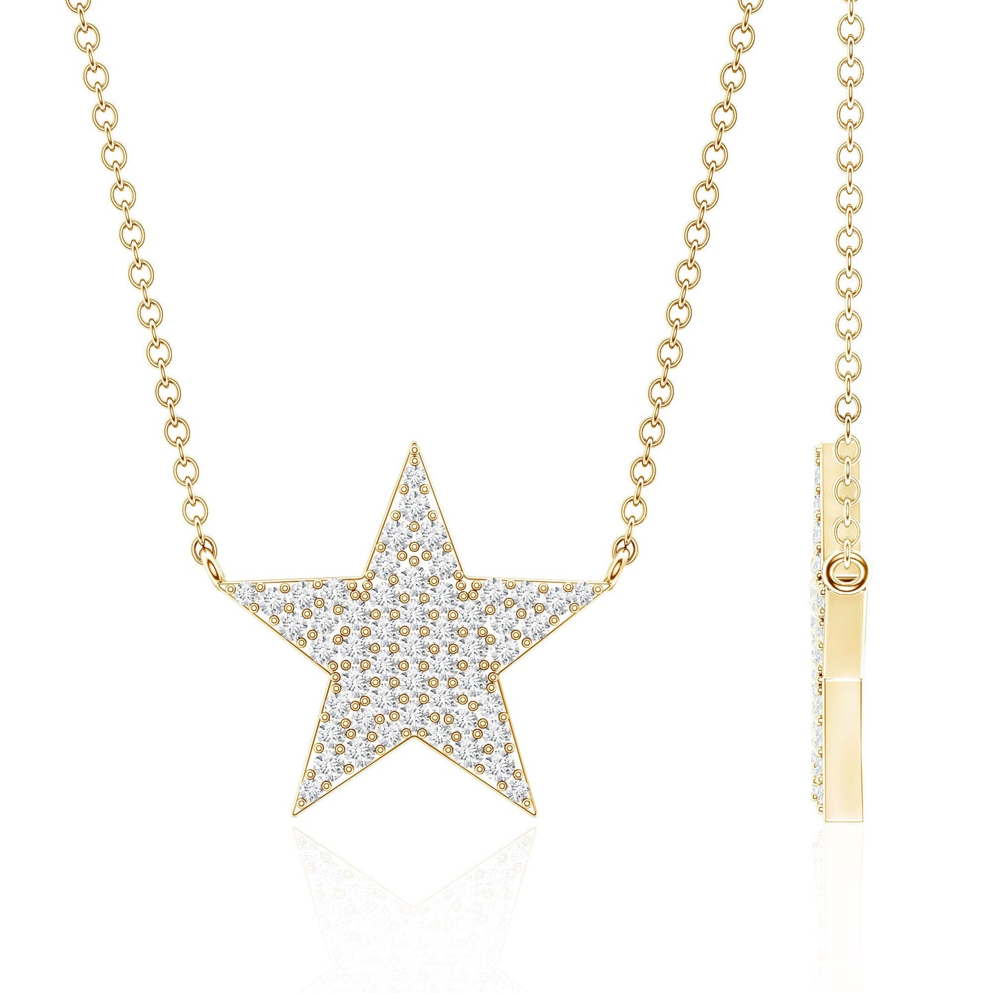 Diamond Star Pendant Necklace in Pave Setting