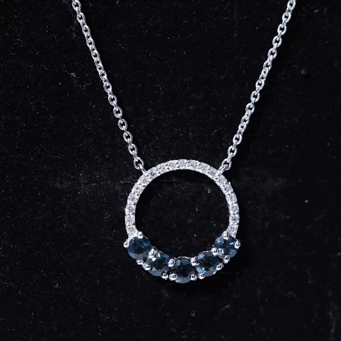 Natural London Blue Topaz and Diamond Eternity Necklace