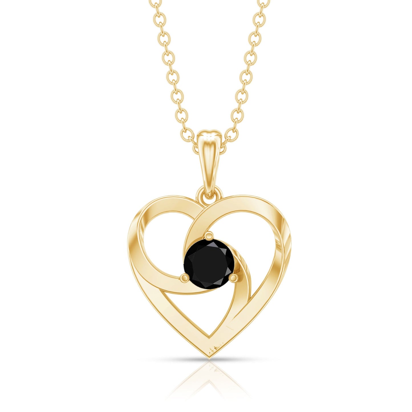 Heart Shape Black Onyx Promise Necklace For Women