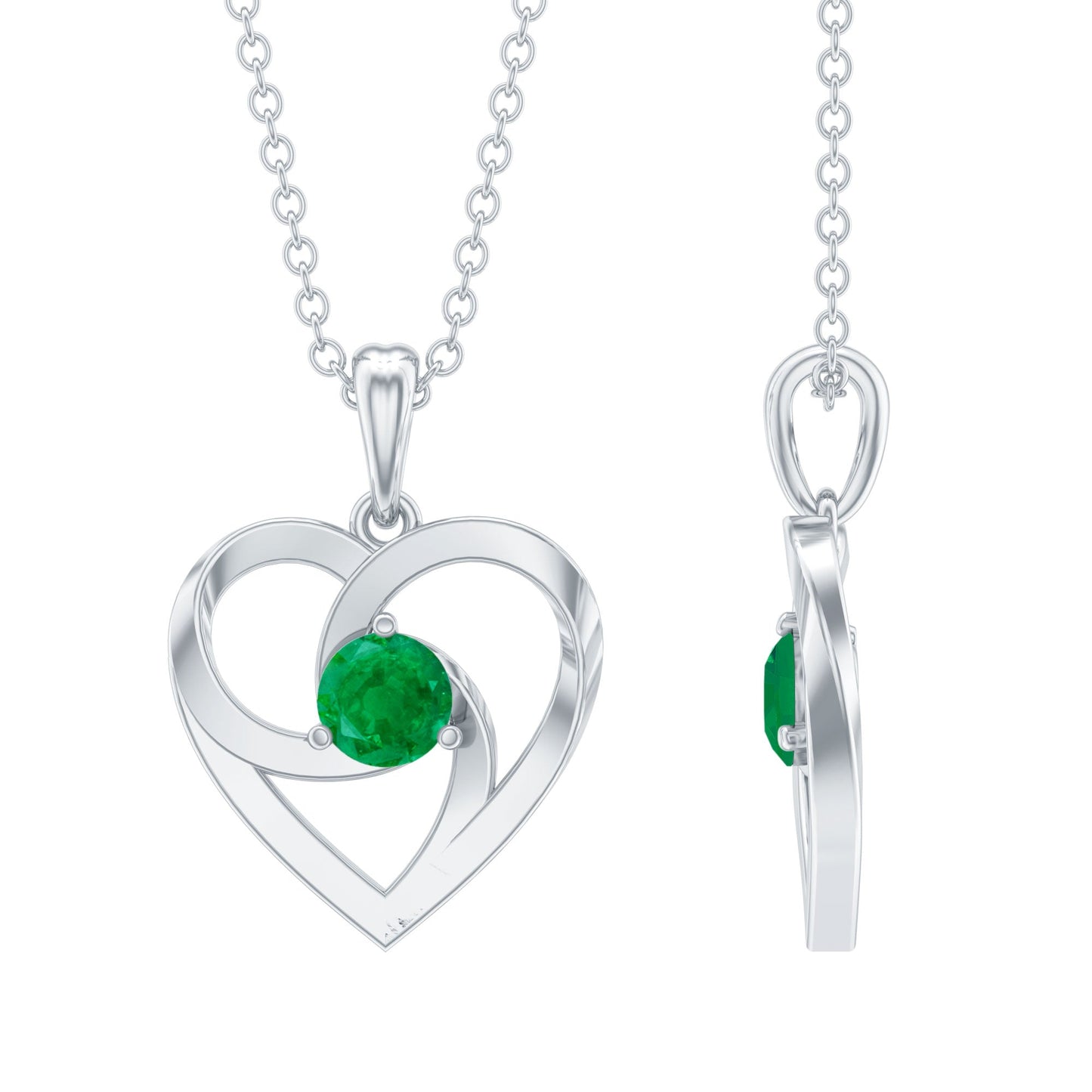 Natural Half Carat Emerald Heart Pendant Necklace for Women