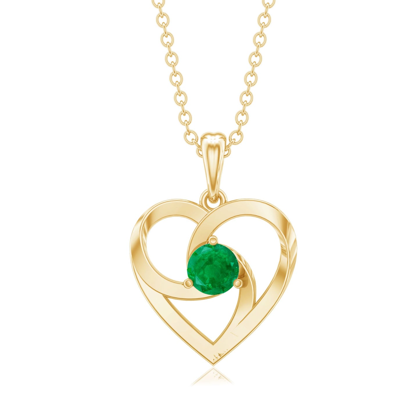 Natural Half Carat Emerald Heart Pendant Necklace for Women