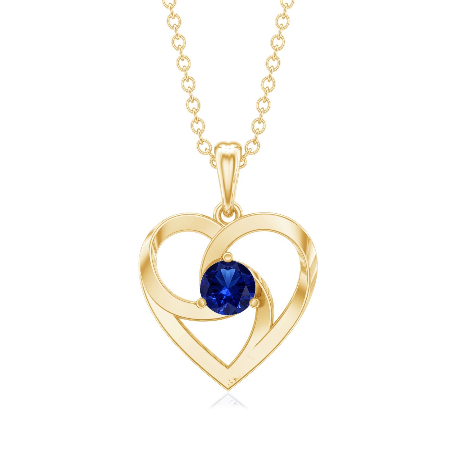 Lab Grown Blue Sapphire Heart Necklace with Certificate