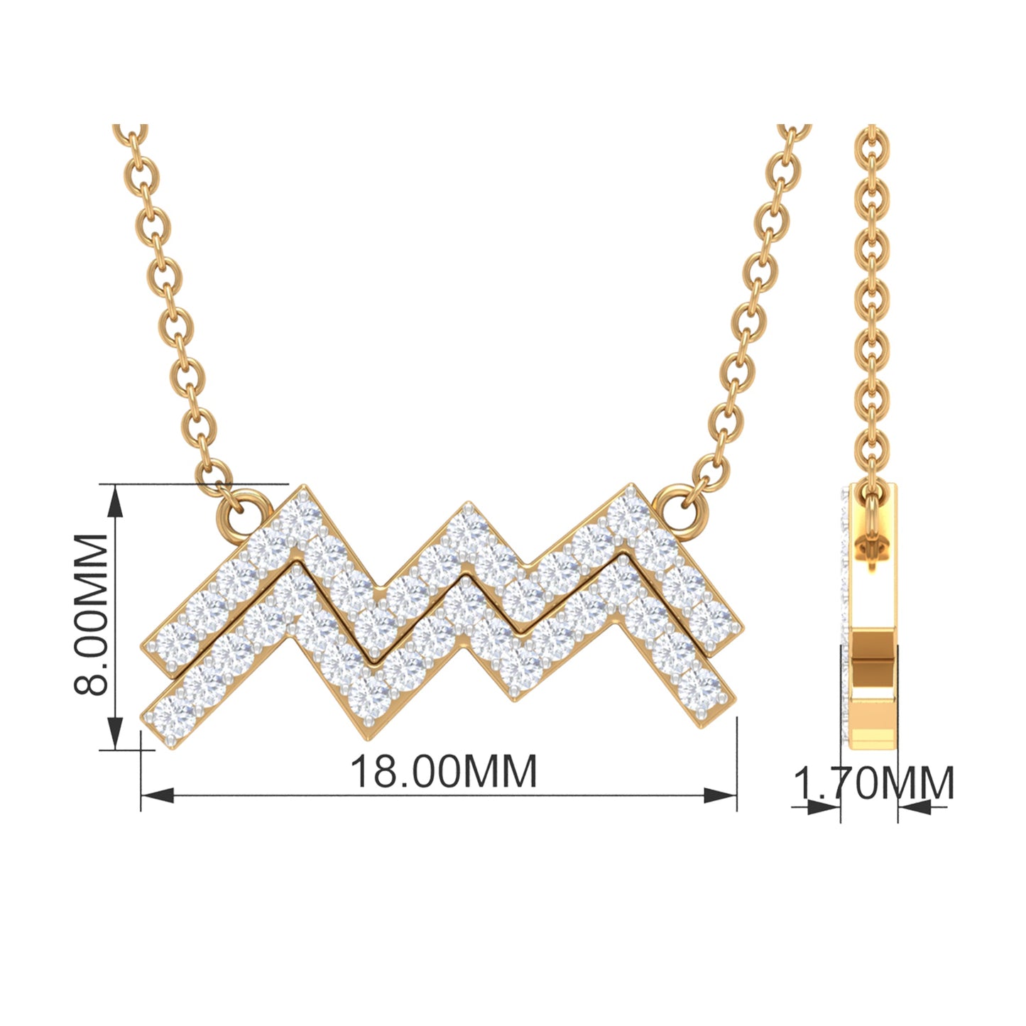 Certified Lab Grown Diamond Zodiac Aquarius Sign Necklace