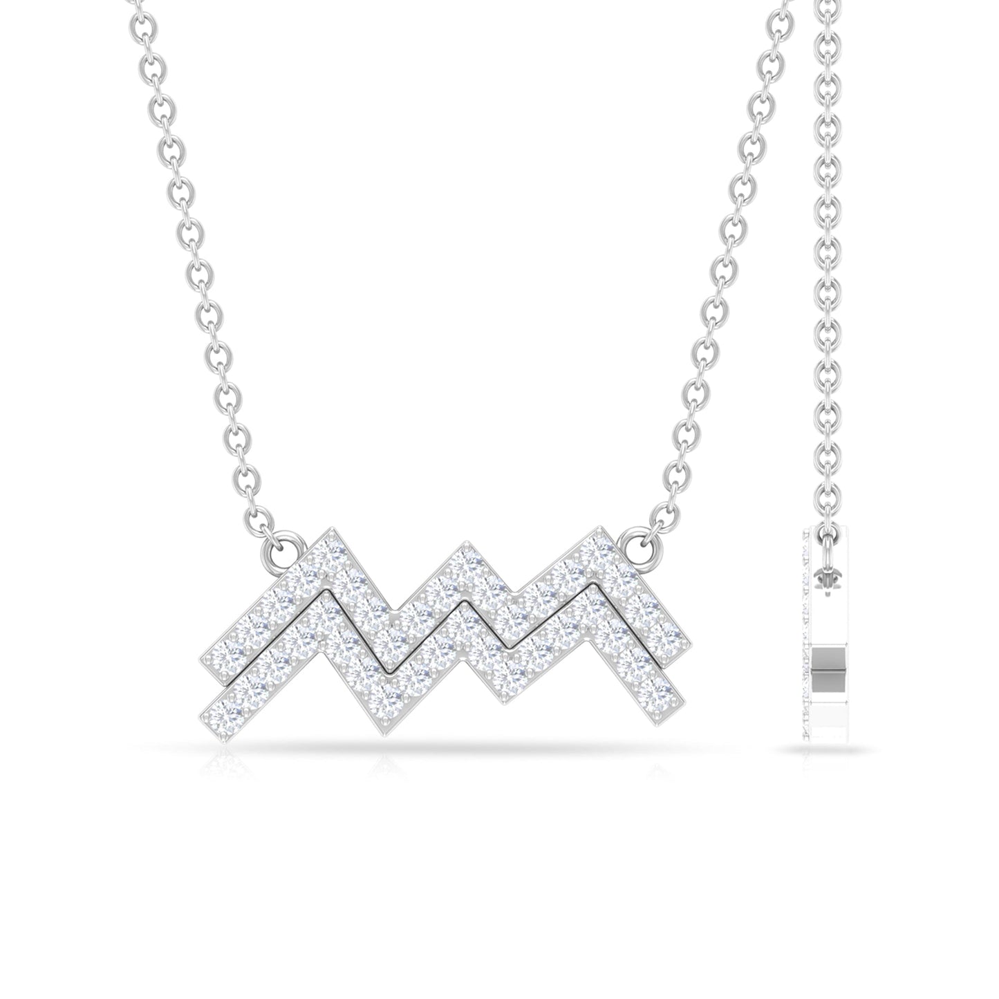 Certified Lab Grown Diamond Zodiac Aquarius Sign Necklace