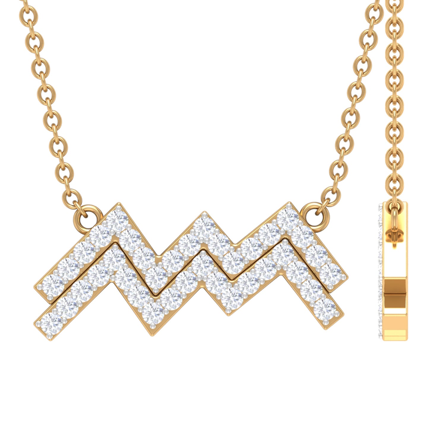 Certified Lab Grown Diamond Zodiac Aquarius Sign Necklace