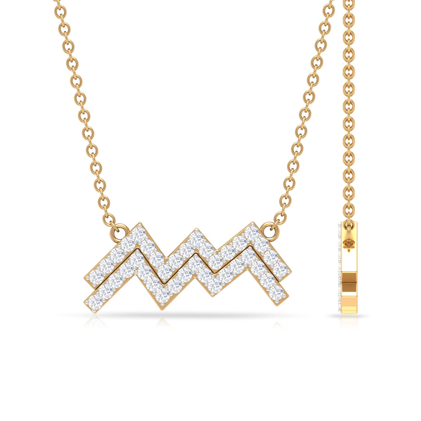 Certified Lab Grown Diamond Zodiac Aquarius Sign Necklace
