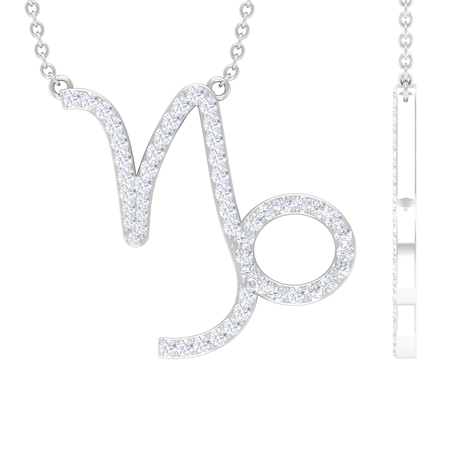 Pave Set Lab Grown Diamond Capricorn Zodiac Necklace