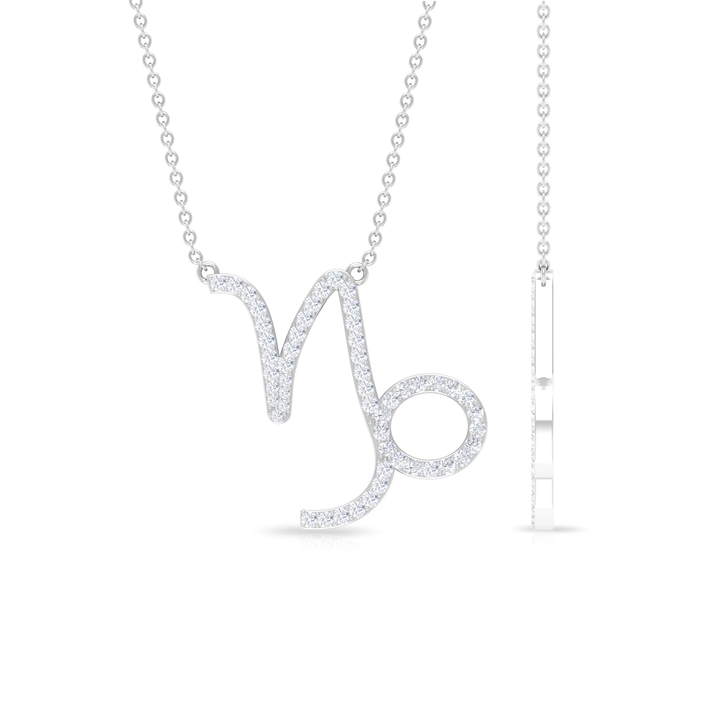 Pave Set Lab Grown Diamond Capricorn Zodiac Necklace