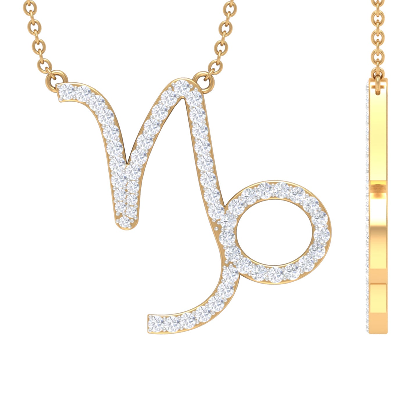 Pave Set Lab Grown Diamond Capricorn Zodiac Necklace