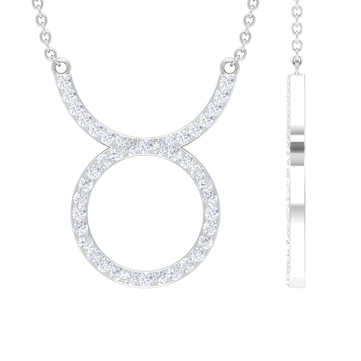Pave Set Lab Grown Diamond Taurus Zodiac Sign Necklace