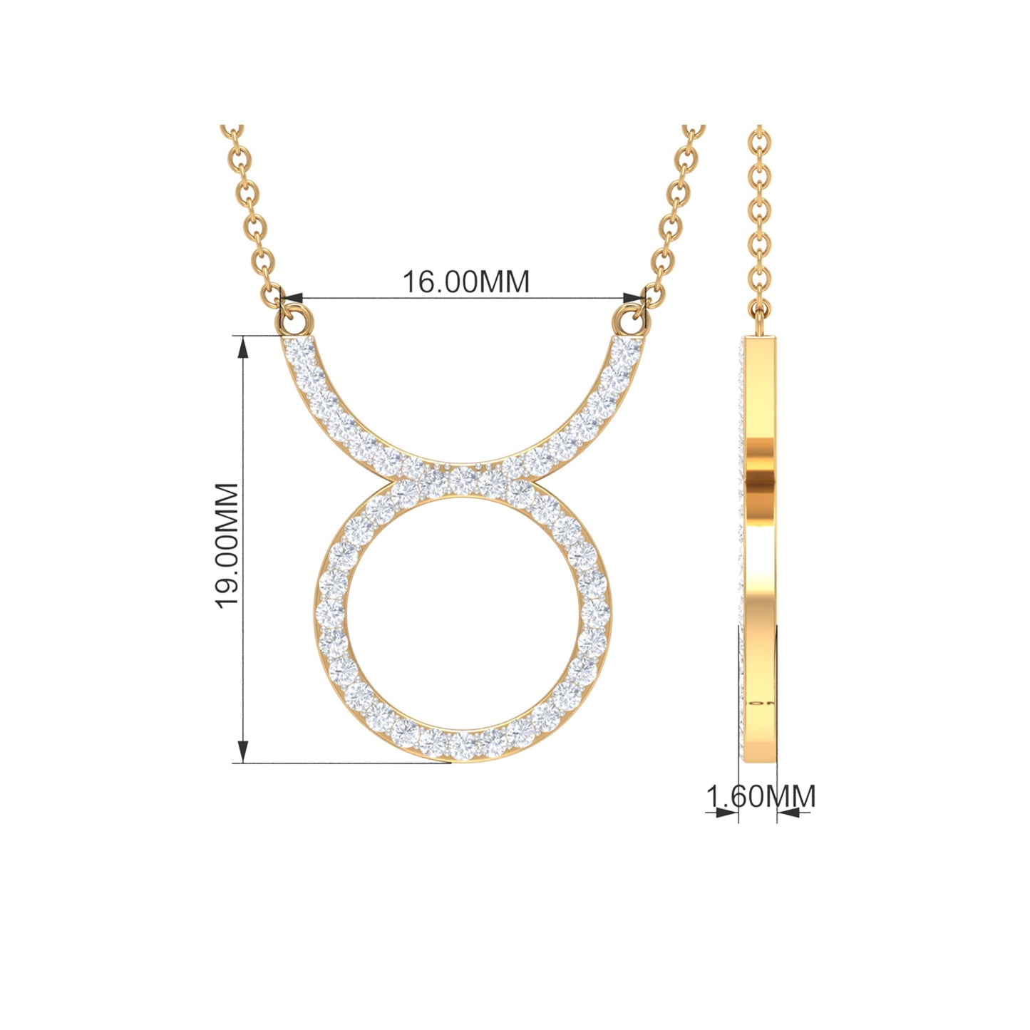 Pave Set Lab Grown Diamond Taurus Zodiac Sign Necklace