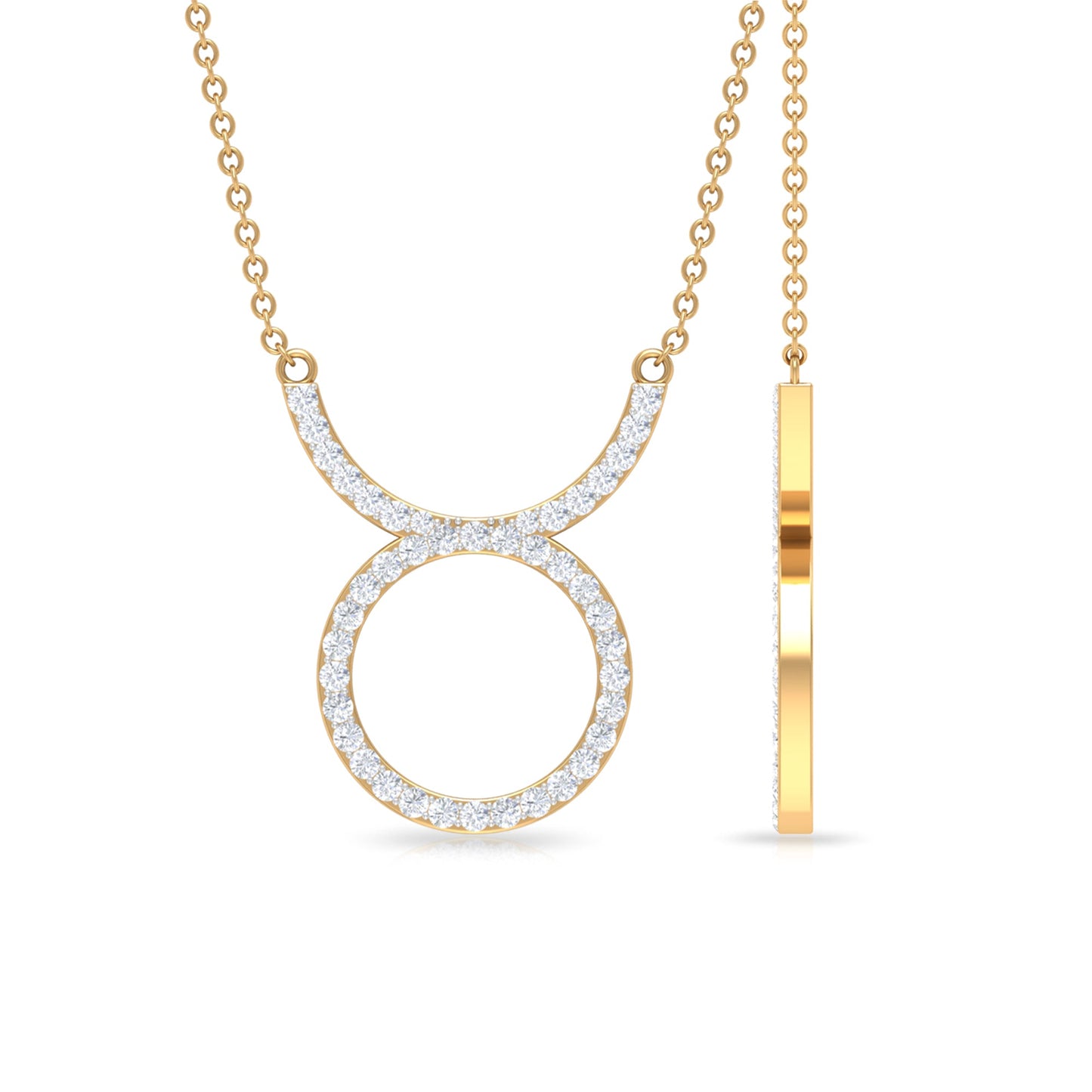 Pave Set Lab Grown Diamond Taurus Zodiac Sign Necklace