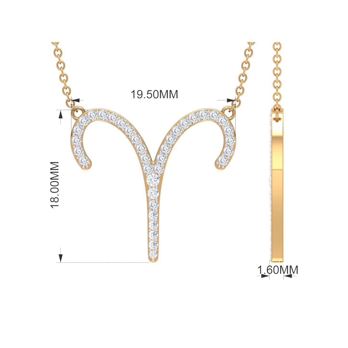 Certified Lab Grown Diamond Aries Astrology Necklace