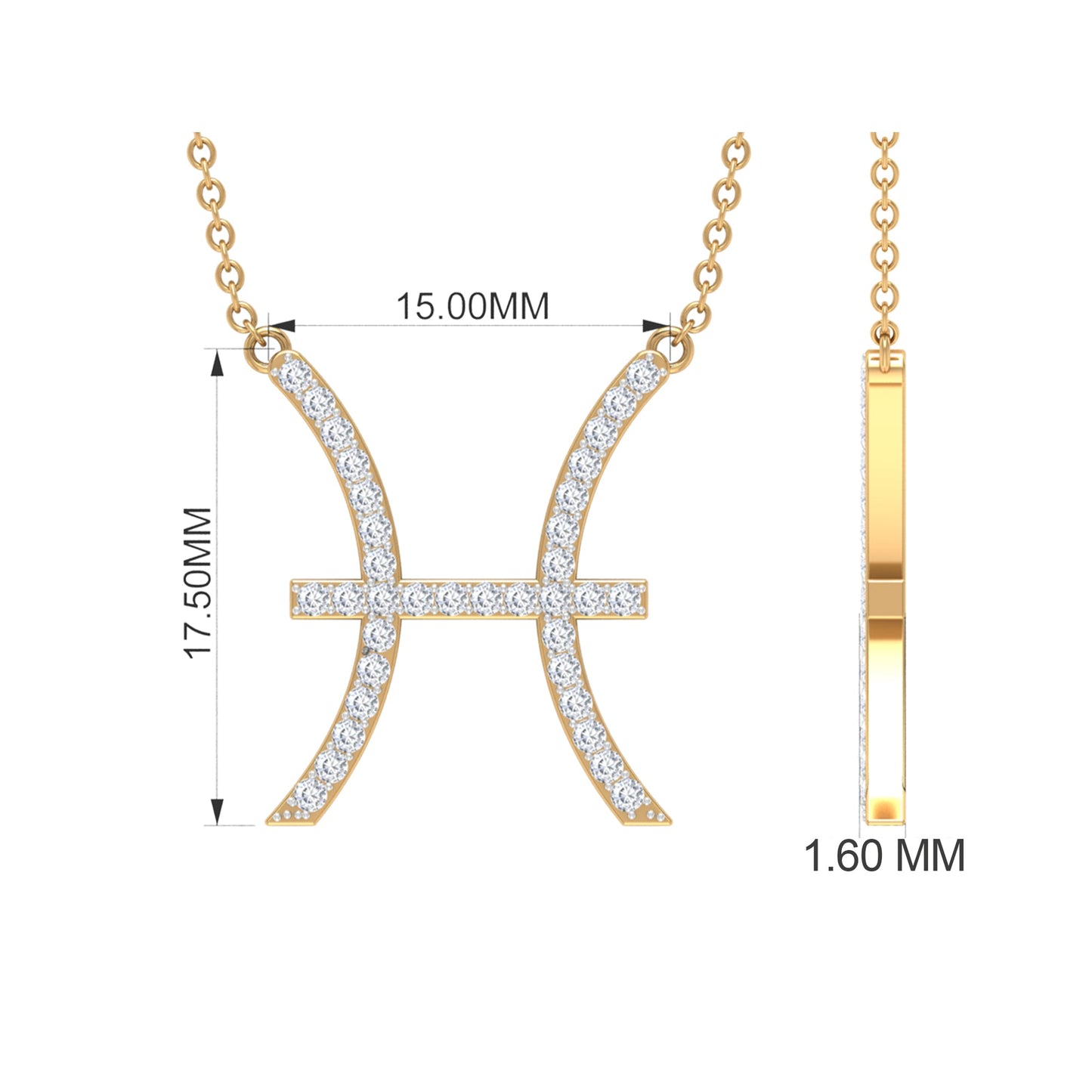 Certified Lab Diamond Pisces Zodiac Sign Necklace